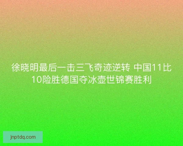 徐晓明最后一击三飞奇迹逆转 中国11比10险胜德国夺冰壶世锦赛胜利